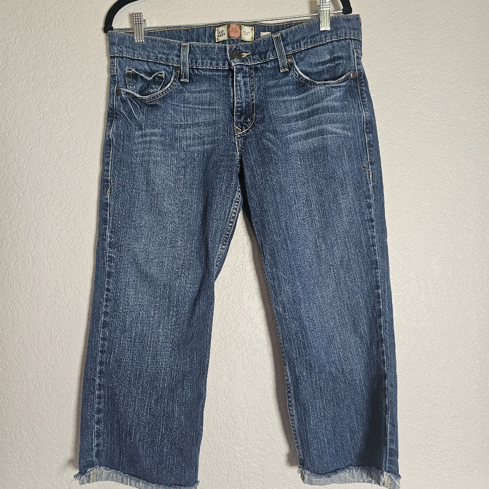 Old Navy Ultra Low Waist Stretch Capri Blue Jeans Womens Size 10 Regular